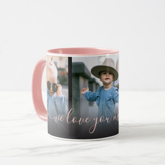 Mug Trois Photos Rose Je T'Aime Maman (Devant gauche)