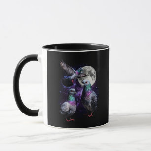 Mug Trois Pigeon Lune Cosmique Graphique Rétro