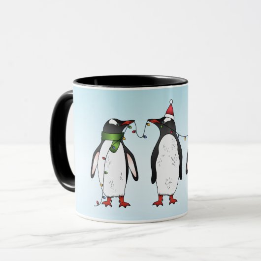 Mug Trois Pingouins Festifs De Noël Avec Nom Personnal (Devant gauche)