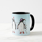 Mug Trois Pingouins Festifs De Noël Avec Nom Personnal (Devant droit)