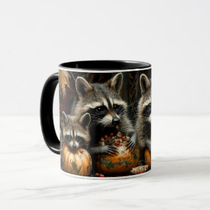 Mug Trois ratons laveurs et citrouilles d'automne vint