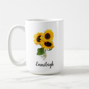 Mug Trois Tournesols Jaunes dans un Vase Personnalisé