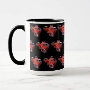 Mug Trois Voitures Classiques Rouge Et Blanc Vintage,