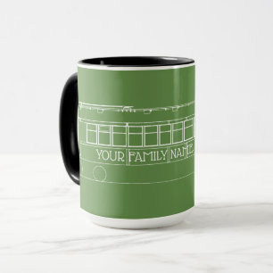 Mug TROLLEY TRAIN STREETCAR white +YOUR FAMILY NAME
