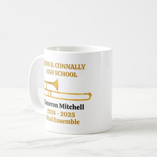 Mug Trombone High School Band Gold Personalized (Devant gauche)