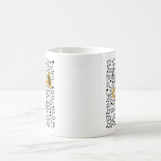 Mug Trompette Avec Notes Musicales, Musicien De Laiton (Centre)