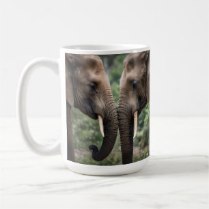Mug "Tronc à tronc : une douce étreinte d'éléphant"