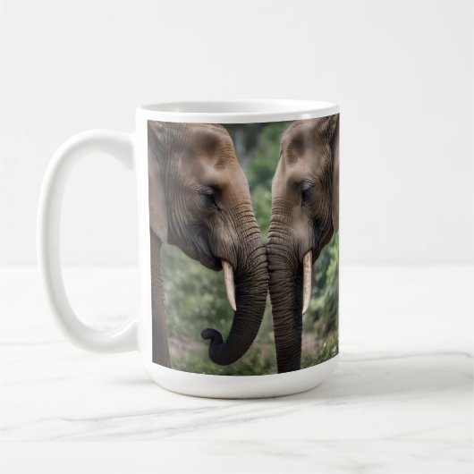 Mug "Tronc à tronc : une douce étreinte d'éléphant"  (Gauche)