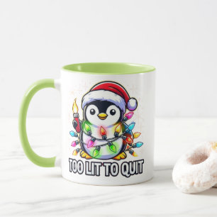 Mug Trop de lumière pour arrêter le pingouin de Noël