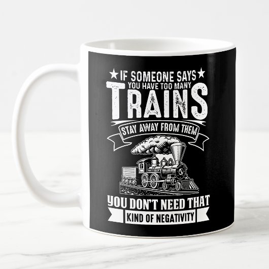 Mug Trop de trains, train de chemin de fer à vapeur