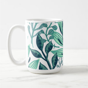 Mug Tropical automne bleu feuille motif