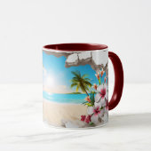 Mug Tropical Beach Palm Tree Café Pittoresque ☕ (Devant droit)