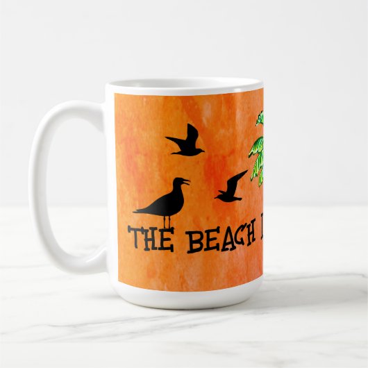 Mug Tropical Beach Therapy Palm Tree Seagulls (Gauche)