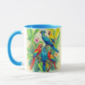 Mug Tropical Birds Botanical Illustration (Gauche)
