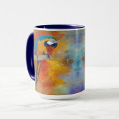 Mug Tropical Colorful bleu et jaune Macaw #4 (Devant gauche)