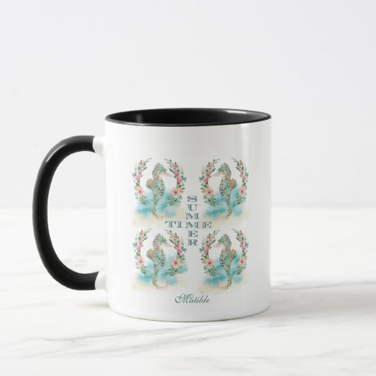 Mug Tropical Floral Wreath Seahorse, Luau HEURE D'ÉTÉ (Gauche)