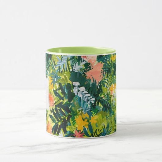 Mug Tropical Green Abstrait Botanical Monogrammé (Centre)