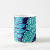 Mug Tropical Green Blue Leaves Pattern (Centre)