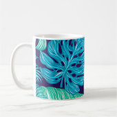 Mug Tropical Green Blue Leaves Pattern (Gauche)