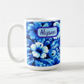 Mug Tropical Hawaiian Flowers Hibiscus Personalized (Gauche)