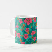 Mug Tropical Hibiscus and Palm Leaf Pattern  (Devant gauche)