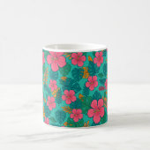 Mug Tropical Hibiscus and Palm Leaf Pattern  (Centre)