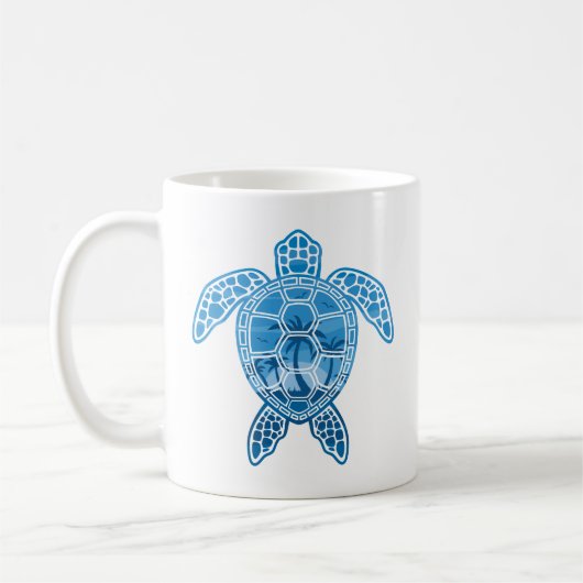 Mug Tropical Island Sea Turtle Design en bleu (Gauche)