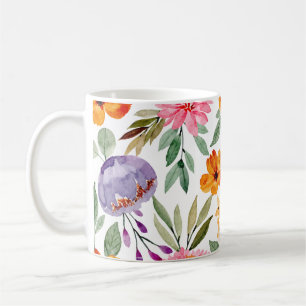 Mug Tropical Orange Yellow Lilac Floral