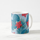 Mug Tropical Palm sans couture feuille bleu motif (Devant droit)