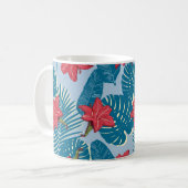 Mug Tropical Palm sans couture feuille bleu motif (Devant gauche)
