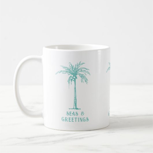 Mug Tropical Palm Tree Seas and Greetings Christmas (Gauche)