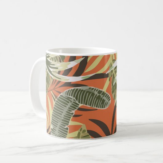 Mug Tropical Pattern With Bright Leaves Jungle (Devant gauche)