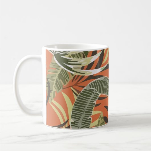 Mug Tropical Pattern With Bright Leaves Jungle (Gauche)