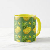 Mug Tropical Pineapple Pattern: Summer Fruit Art (Devant droit)