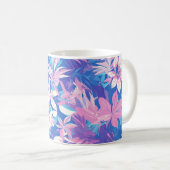 Mug 🌺 Tropical Pink & Blue Floral Pattern - Fresh & V (Devant droit)