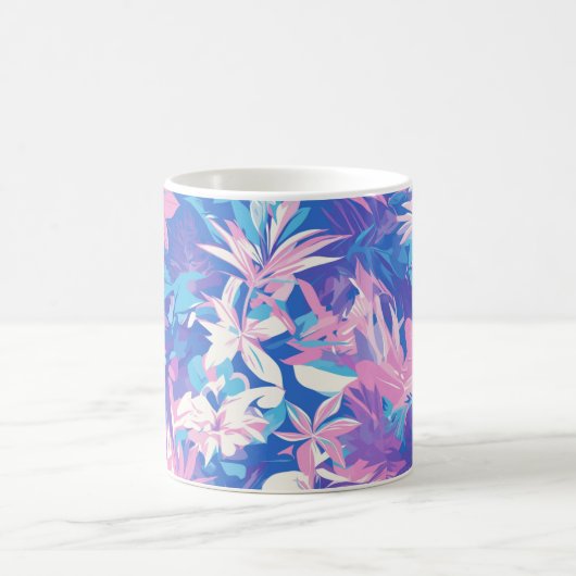 Mug 🌺 Tropical Pink & Blue Floral Pattern - Fresh & V (Centre)