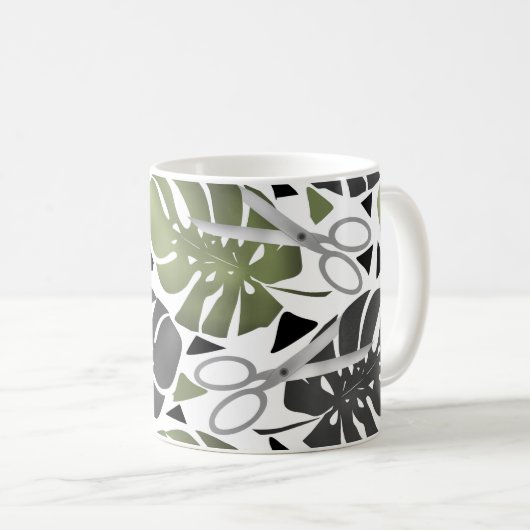 Mug Tropical print monstera leaves scissors jungle exo (Devant droit)