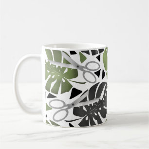 Mug Tropical print monstera leaves scissors jungle exo
