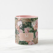 Mug Tropical rose Peache fleurs jungle feuille (Centre)
