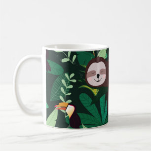 Mug Tropical Sloth : Cartoon Motif sans couture