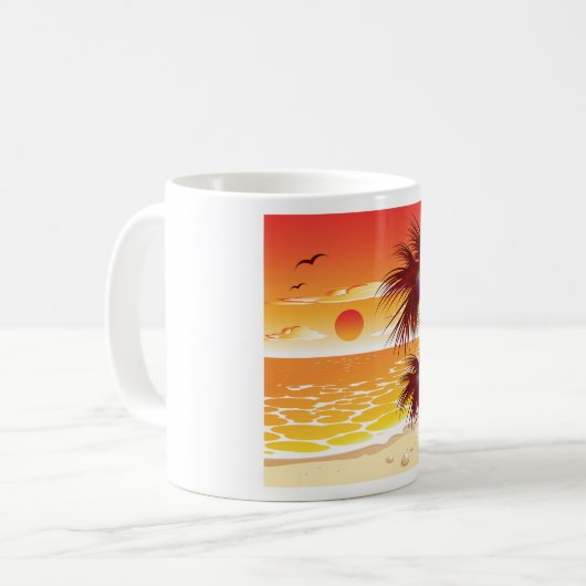 Mug Tropical Sunset Beach Palm Tree Island (Devant gauche)