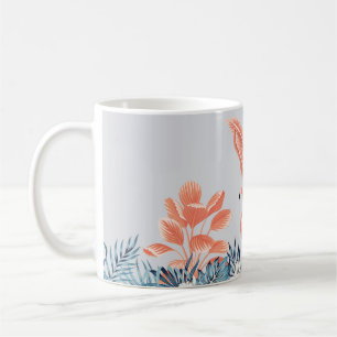 Mug Tropical vintage botanical landscape, pink palm tr