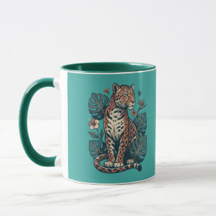 Mug Tropical Vintage Léopard & Feuilles de Monstera De