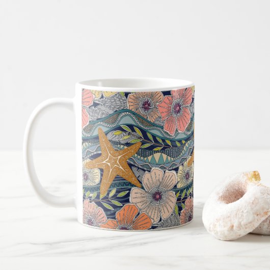 Mug tropical waves navy (Avec donut)