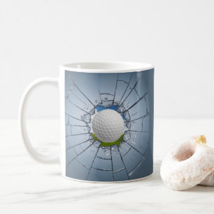 Mug Trou Dans Un Joueur De Golf Ball De Verre Cassé