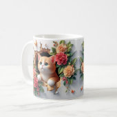 Mug Trou de chaton 3D dans une boue florale murale (Devant gauche)