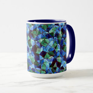 Mug Trou de mosaïque irrégulière verte et bleue recouv