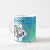 Mug Trou de papier personnalisé Photo Modèle bleu vert (Devant gauche)