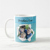 Mug Trou de papier personnalisé Photo Modèle bleu vert (Gauche)