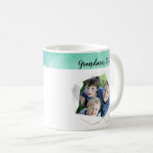 Mug Trou de papier personnalisé Photo Modèle bleu vert (Devant droit)